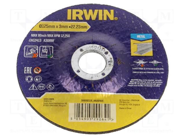 Cutting wheel; Ø: 125mm; Øhole: 22.23mm; metal,steel IRWIN IRW-IW8082118