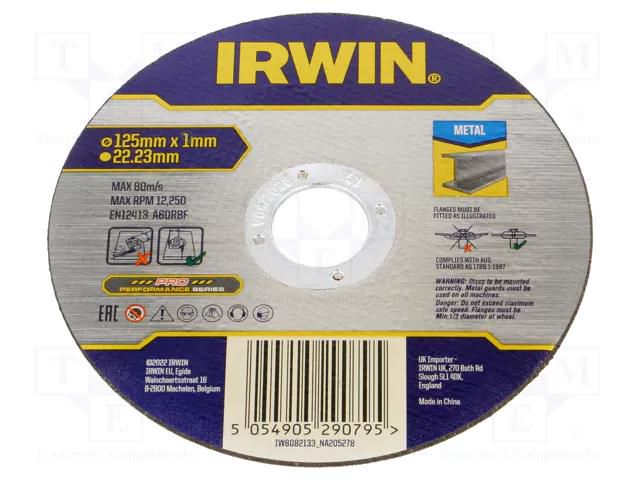 Cutting wheel; Ø: 125mm; Øhole: 22.23mm; metal,steel IRWIN IRW-IW8082133