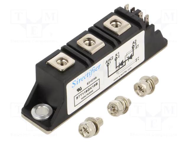 Module: thyristor; double series; 1.8kV; 116A; Ifmax: 180A; 21MM SIRECTIFIER STT116GK18B-SIR