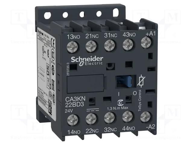 Contactor: 4-pole; NC x2 + NO x2; 24VDC; 10A; TeSys D; W: 45mm SCHNEIDER ELECTRIC CA3KN22BD3