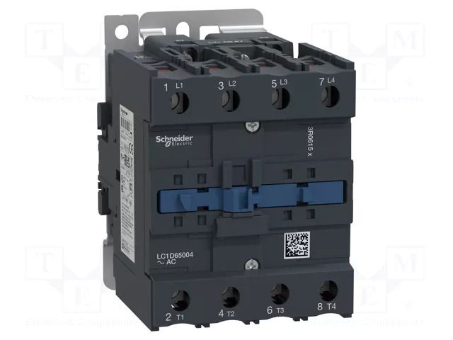 Contactor: 4-pole; NO x4; 230VAC; 65A; TeSys D; screw terminals SCHNEIDER ELECTRIC LC1D65004P7