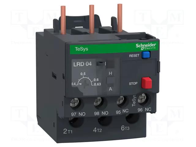 Thermal relay; Series: TeSys D; Leads: screw terminals; 0.4÷0.63A SCHNEIDER ELECTRIC LR3D04