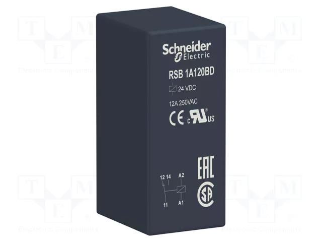 Relay: electromagnetic; SPDT; Ucoil: 24VDC; 12A; 12A/250VAC; RSB SCHNEIDER ELECTRIC RSB1A120BD