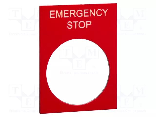 Label; red; Button marking: EMERGENCY STOP; control cassette SCHNEIDER ELECTRIC ZB2BY2330