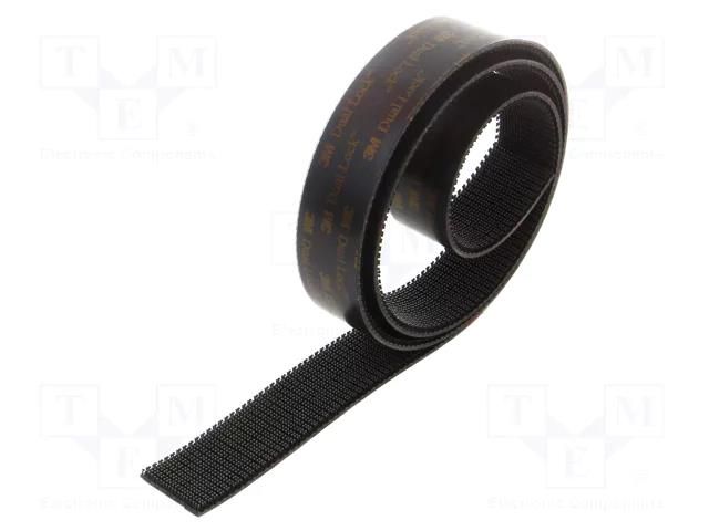 Tape: hook and loop; W: 25mm; L: 1m; Thk: 5.7mm; acrylic; black 3M 3M-SJ3551CF-25-1