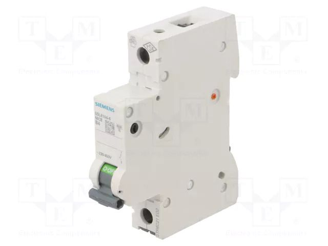 Circuit breaker; 230/400VAC; Inom: 4A; Poles: 1; Charact: B; 6kA; MCB SIEMENS 5SL6104-6