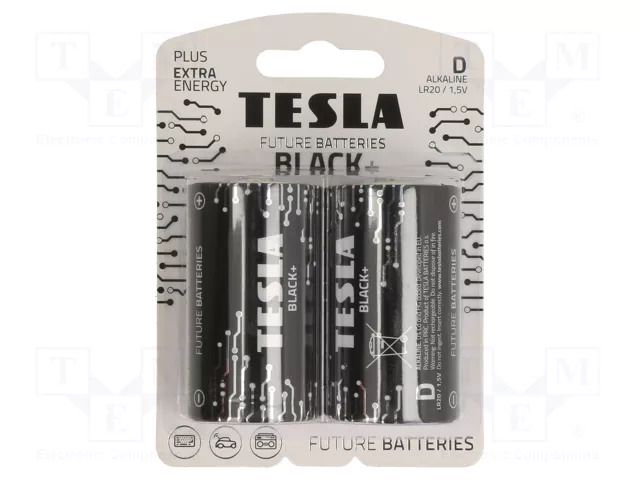Battery: alkaline; D; 1.5V; non-rechargeable; Ø34.2x61.5mm; 2pcs. TESLA BATTERIES BAT-LR20B/TESLA-B2