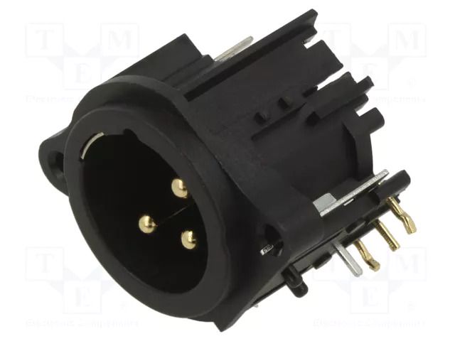 Connector: XLR; socket; male; 6A; 133V; PIN: 3; angled 90°; THT AMPHENOL AC3MAH2-AU-PRE