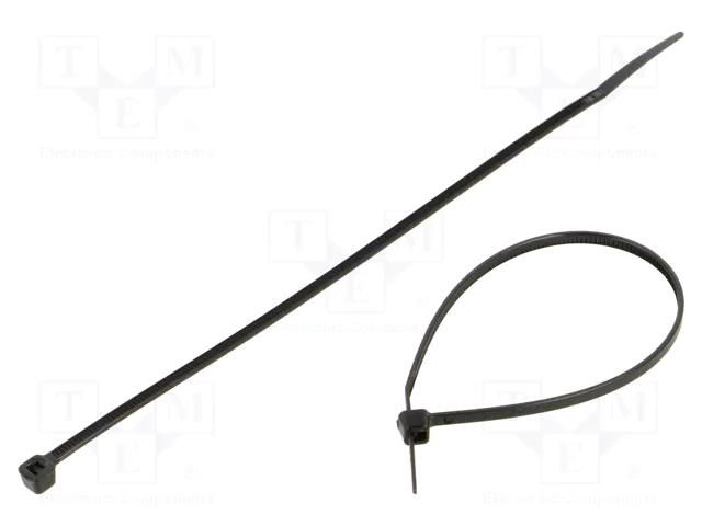 Cable tie; L: 100mm; W: 2.5mm; black; polyamide; 80N; 100pcs; UL94V-2 RADPOL TOOCB010002501