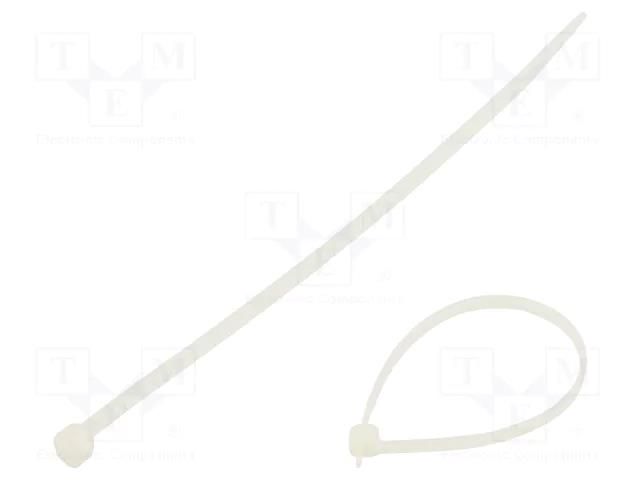 Cable tie; L: 140mm; W: 3.6mm; natural; polyamide; 180N; 100pcs. RADPOL TOOCW014003601