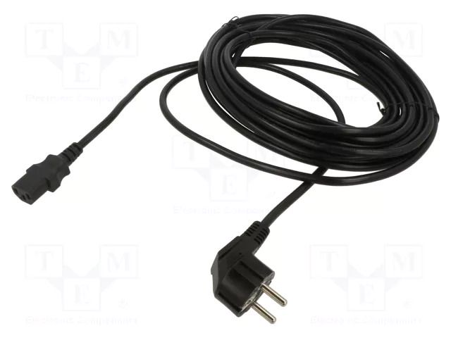 Cable; 3x1mm2; PVC; 3m; black; 10A; 250V; Core: Cu; trapezoidal AKYGA AK-PC-08C