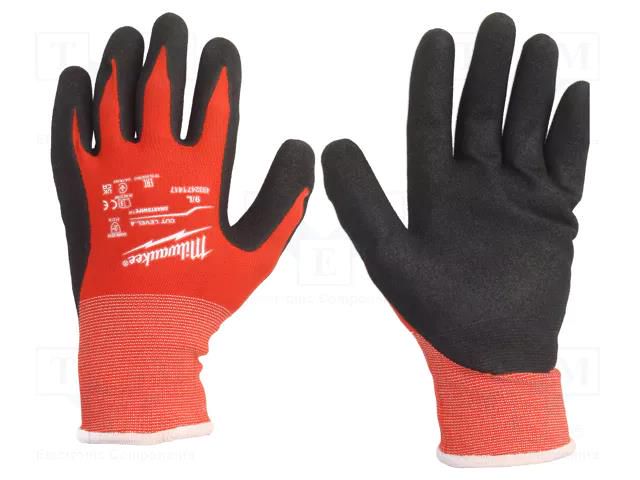 Protective gloves; Size: 9,L; black/red; Resistance to: cutting Milwaukee MW-4932471417