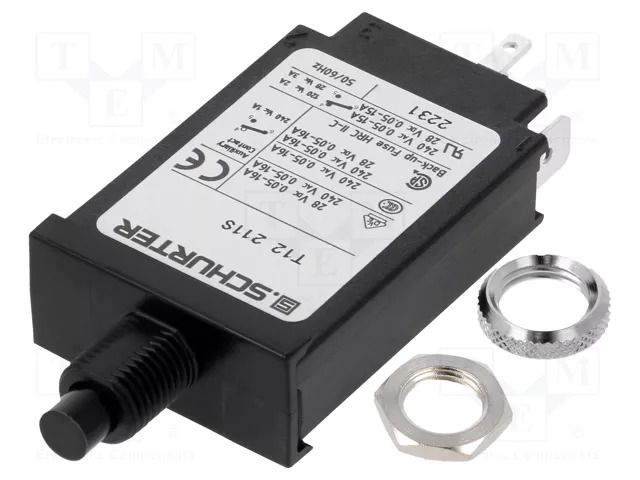 Circuit breaker; 240VAC; 28VDC; 8A; SPST; Poles: 1; screw; T12-211 SCHURTER T12-211S-8