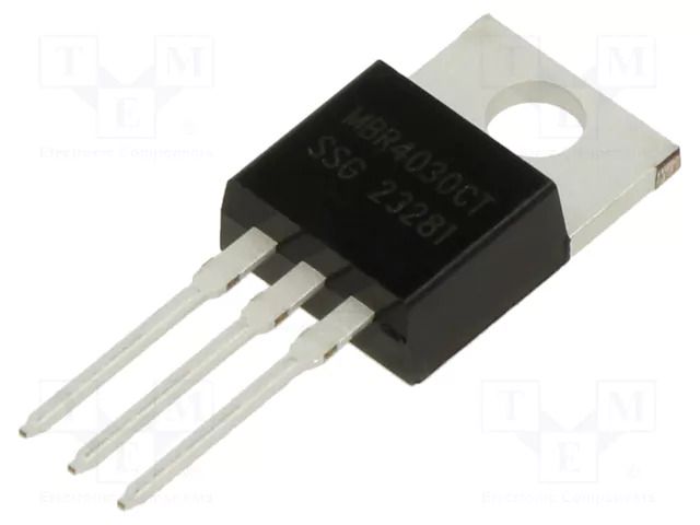 Diode: Schottky rectifying; THT; 30V; 40A; TO220AB; Ufmax: 550mV SMC DIODE SOLUTIONS MBR4030CT-SMC