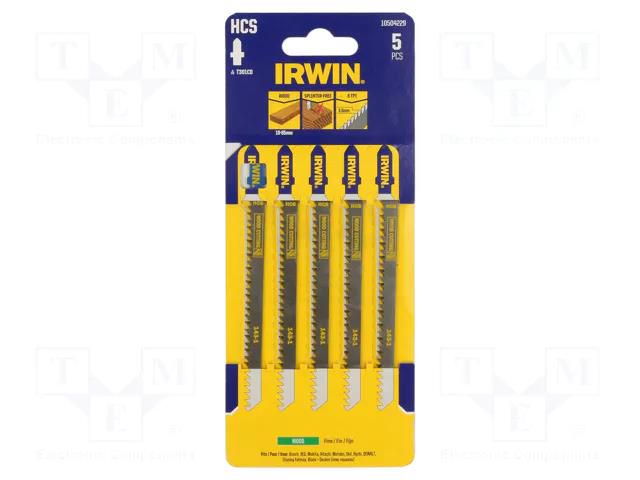 Hacksaw blade-set; wood,jigsaw; 115mm; 8teeth/inch; 5pcs. IRWIN IRW-10504229