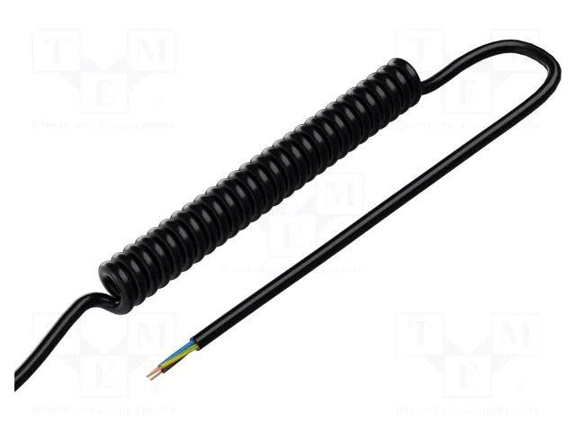 Wire: coiled; 3G1.5mm2; unshielded; PUR; black; 300V,500V; 0.8m SIMECH SPT00040C