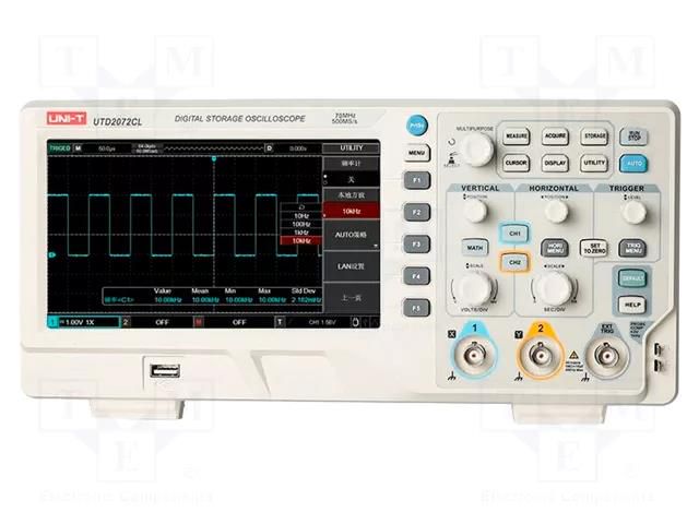 Oscilloscope: digital; Ch: 2; 70MHz; 500Msps; 64kpts; 2n÷50s/div UNI-T UTD2072CL