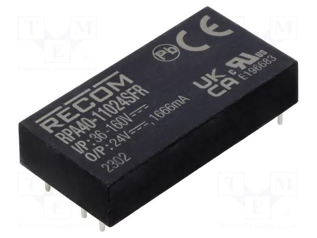 Converter: DC/DC; 40W; Uin: 36÷160VDC; Uout: 24VDC; Iout: 1666mA RECOM RPA40-11024SFR