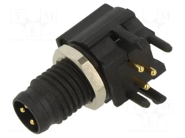 Connector: M8; male; PIN: 3; angled 90°; for panel mounting; socket DEGSON ELECTRONICS SRM8A03PMMSF70050A