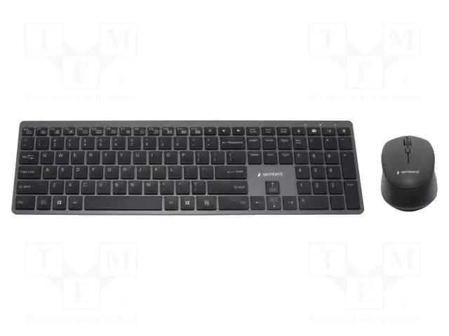 Office kit; black; universal; USB C; wireless,PT layout; 10m GEMBIRD KBS-ECLIPSE-M500PT