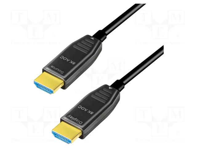 Cable; HDMI 2.1,optical; HDMI plug,both sides; 20m; black; metal LOGILINK CHF0113