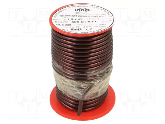 Coil wire; single coated enamelled; 3mm; 0.5kg; -65÷200°C INDEL DNE3.00-0.50