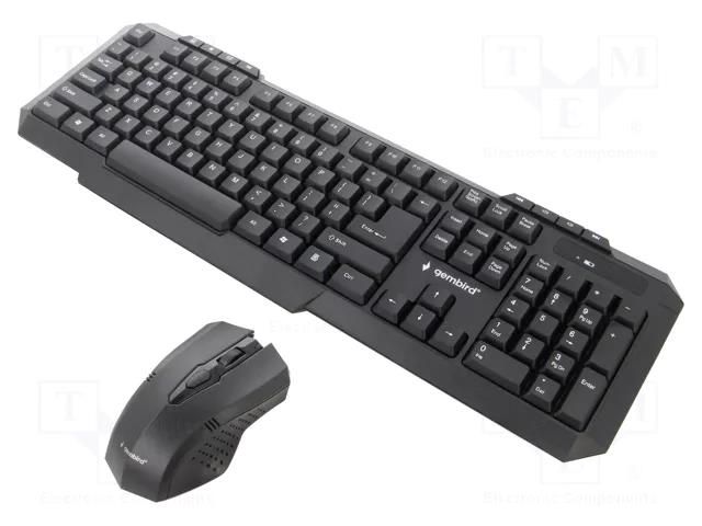 Office kit; black; universal; USB A; wireless,US layout; 10m GEMBIRD KBS-WM-02