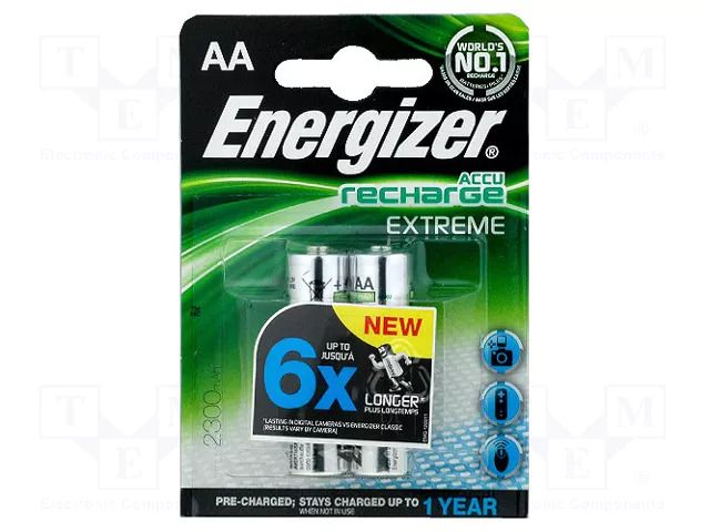 Re-battery: Ni-MH; AA; 1.2V; 2300mAh; 2pcs. ENERGIZER ACCU-R6/2300-EG