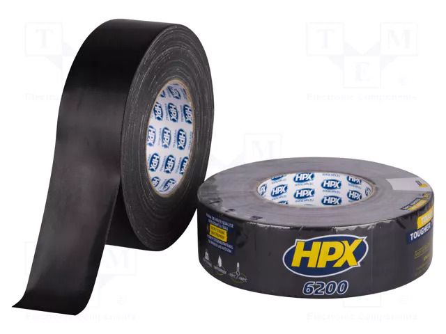 Tape: duct; W: 48mm; L: 50m; Thk: 0.3mm; black; natural caoutchouc HPX HPX-6200-4850BK