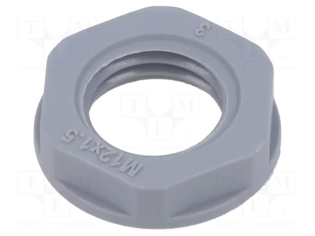 Nut; M12; polyamide; 18mm; grey; Thread: metric; Pitch: 1.5; Entrelec TE Connectivity 1SNG607002R0000