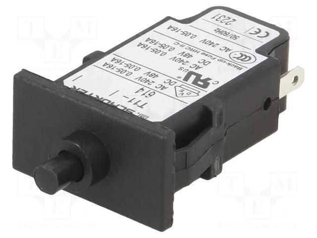 Circuit breaker; Urated: 240VAC; 48VDC; 0.4A; SPST; Poles: 1; MCB SCHURTER T11-614-0.4A