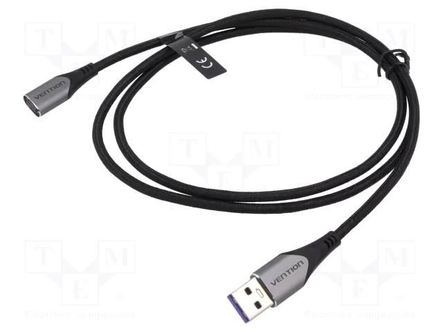 Cable; magnetic,USB 2.0; USB A plug; nickel plated; 1m; black VENTION CQTHF