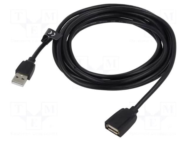 Cable; USB 2.0; USB A socket,USB A plug; nickel plated; 0.5m VENTION VAS-A44-B050