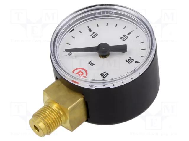 Manometer; 0÷40bar; G 1/8",bottom connection; 40mm; plastic PNEUMAT 110.38-K