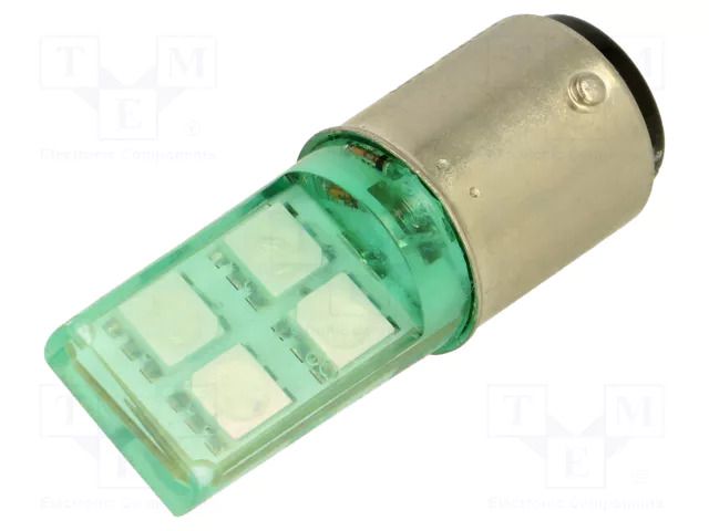 LED lamp; green; BA15D; 230VAC POLAM-ELTA LG-S-BA15D-230AC