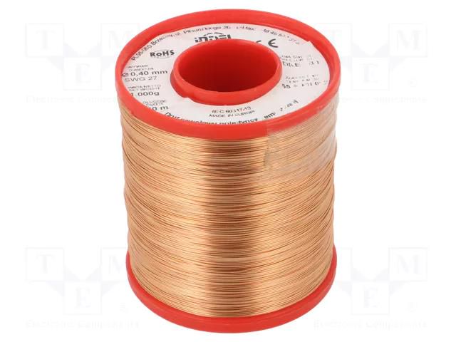 Coil wire; single coated enamelled; 0.4mm; 1kg; -65÷180°C INDEL DNE0.40-1.00