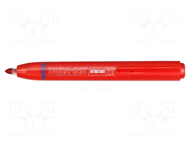 Marker: permanent; red; Dura-Ink 20; Tip: round MARKAL MAR-96576-RD
