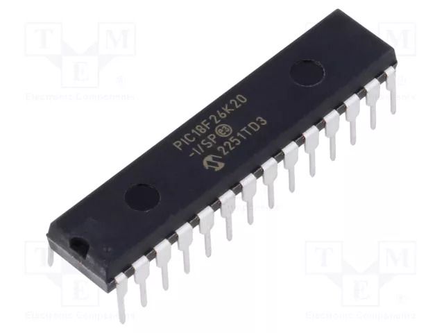 IC: PIC microcontroller; 64MHz; 1.8÷3.6VDC; THT; DIP28; PIC18; tube MICROCHIP TECHNOLOGY PIC18F26K20-I/SP