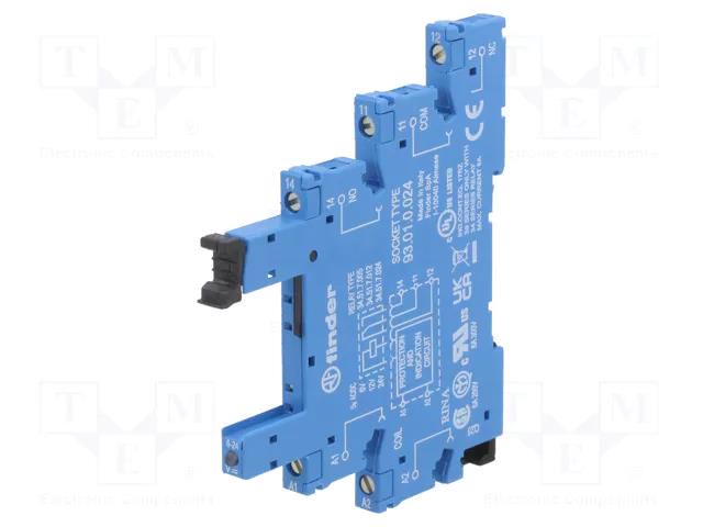 Socket; PIN: 5; 6A; 250VAC; for DIN rail mounting; screw terminals FINDER 93.01.0.024