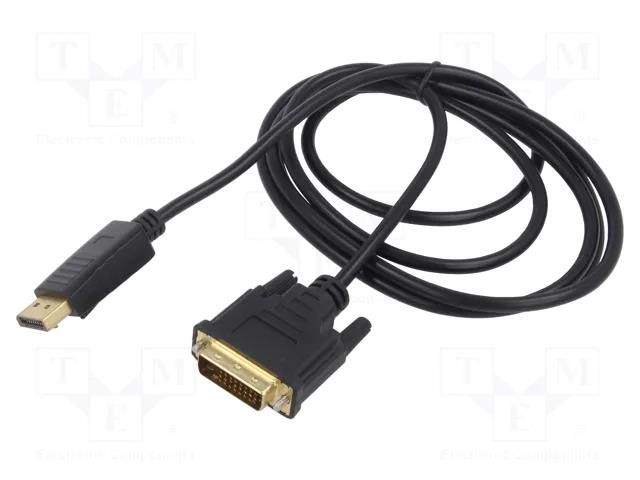 Cable; DisplayPort plug,DVI-D (24+1) plug; Len: 3m; black; 30AWG SAVIO SAVKABELCL-122
