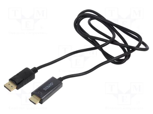 Cable; DisplayPort plug,HDMI plug; Len: 1.5m; black; HDMI 1.4 SAVIO SAVKABELCL-56