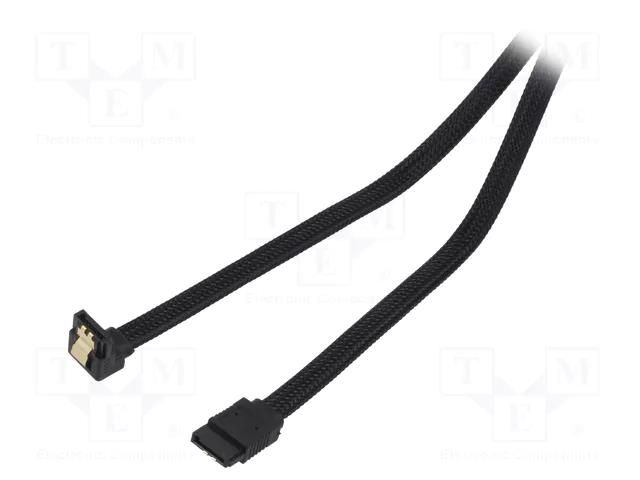 Cable: SATA; SATA plug,SATA plug angled; 0.5m; SATA III; black SAVIO SAVGAK-08