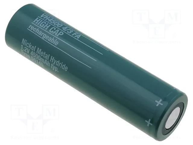 Re-battery: Ni-MH; 4/3A; 1.2V; 4500mAh; Ø18x67mm VARTA MICROBATTERY ACCU-VH45004/3F