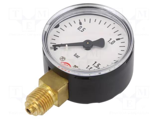 Manometer; 0÷1.6bar; G 1/4",bottom connection; 50mm; metal PNEUMAT 102