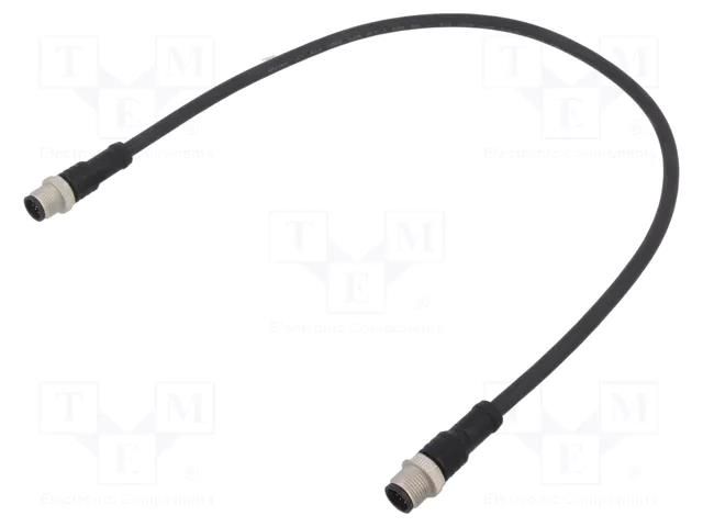 Cable: for sensors/automation; PIN: 12; with metal nut; plug; 30V AMPHENOL LTW M12A12ML12AMLSBA05