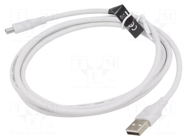 Cable; USB 2.0; USB A plug,USB C plug; nickel plated; 1.5m; white VENTION CTHWG