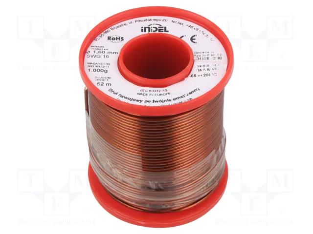 Coil wire; double coated enamelled; 1.6mm; 1kg; -65÷200°C INDEL DN2E1.60-1.00