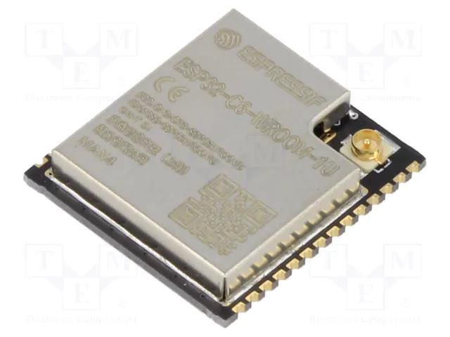Module: IoT; Bluetooth: 5.3,BLE; WiFi; external; SMD; 18x19.2x3.2mm ESPRESSIF ESP32C6-WROOM1U-N4