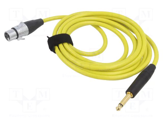 Cable; Jack 6,3mm 2pin plug,XLR female 3pin; 3m; yellow; 0.25mm2 TASKER TAS-TK223PSF-G