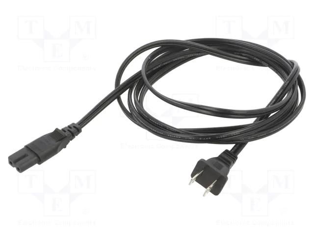 Cable; 2x18AWG; IEC C7 female,NEMA 1-15 (A) plug; PVC; 2.4m; 7A Qualtek Electronics 223083-01